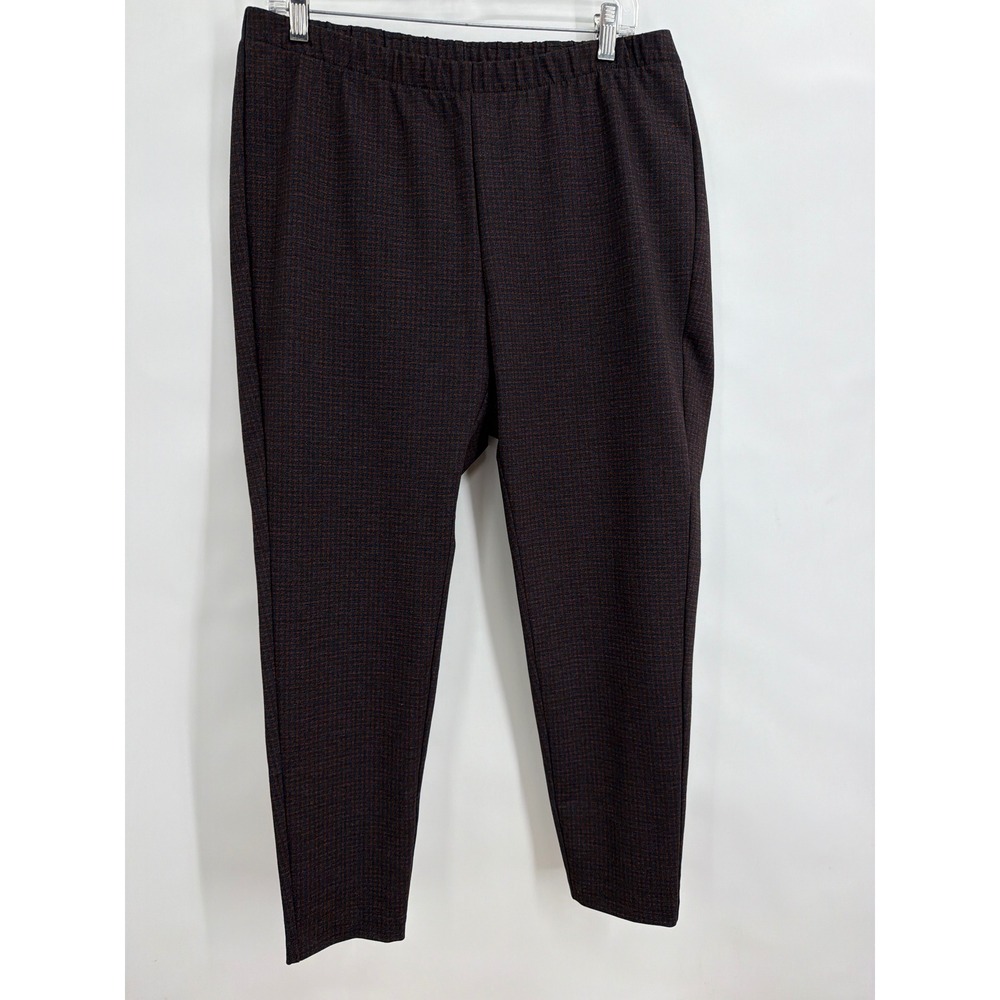 J.Jill Ponte Leggings XL Petite Brown Blue Houndstooth Elastic Waist KPT233792